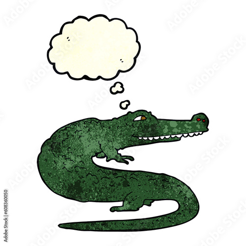 Fototapeta Naklejka Na Ścianę i Meble -  cartoon crocodile with thought bubble