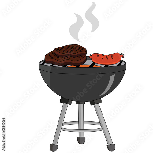 Plakat meat on the barbecue