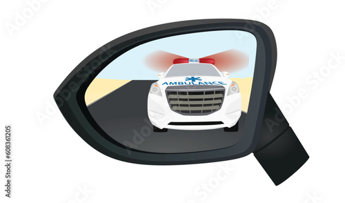 Car rear view mirror. vector illustration