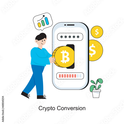 Crypto Conversion Flat Style Design Vector illustration. Stock illustration