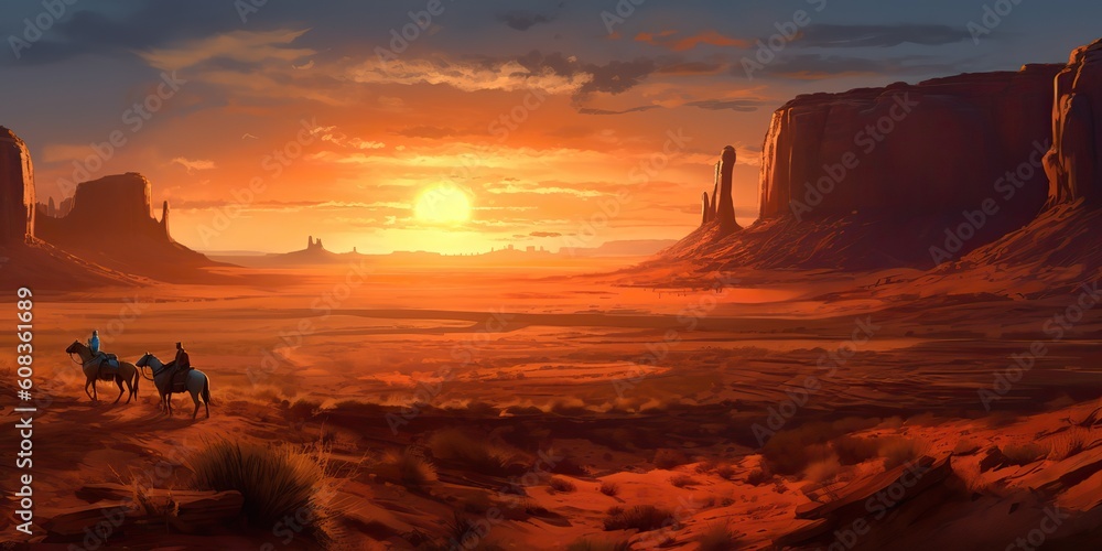 Naklejka premium Mountain desert texas background landscape. Wild west western adventure explore inspirational vibe. Graphic style.