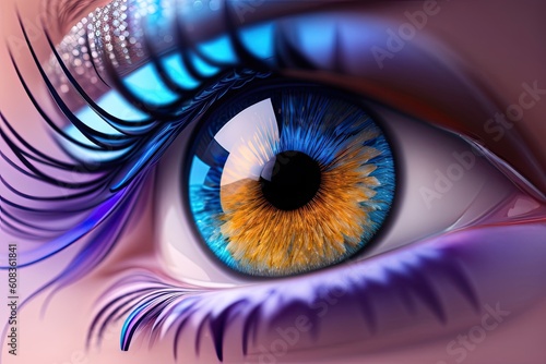 Beautiful Human Blue Eye Macro. Generative AI