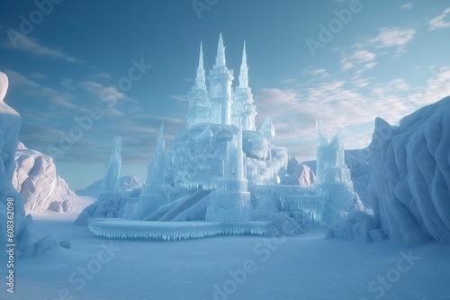 Ice palace, Fantasy scenery, fantasy palace, Generative AI