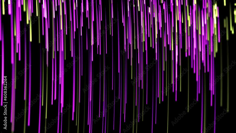 Abstract optical data line technology background with a stream of yellow and pink lines leaving glowing tracks. Colorful spectrum laser rays going down Abstract optical data line technology background with a stream of yellow and pink lines leaving glowing tracks. Colorful spectrum laser rays going down