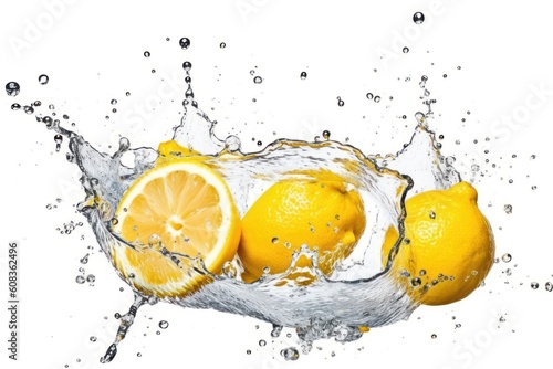 stock photo of water splash with lemons isolated Food Photography
