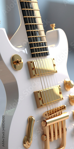 Edle E-Gitarre ain Gold und weiss, ai generativ photo