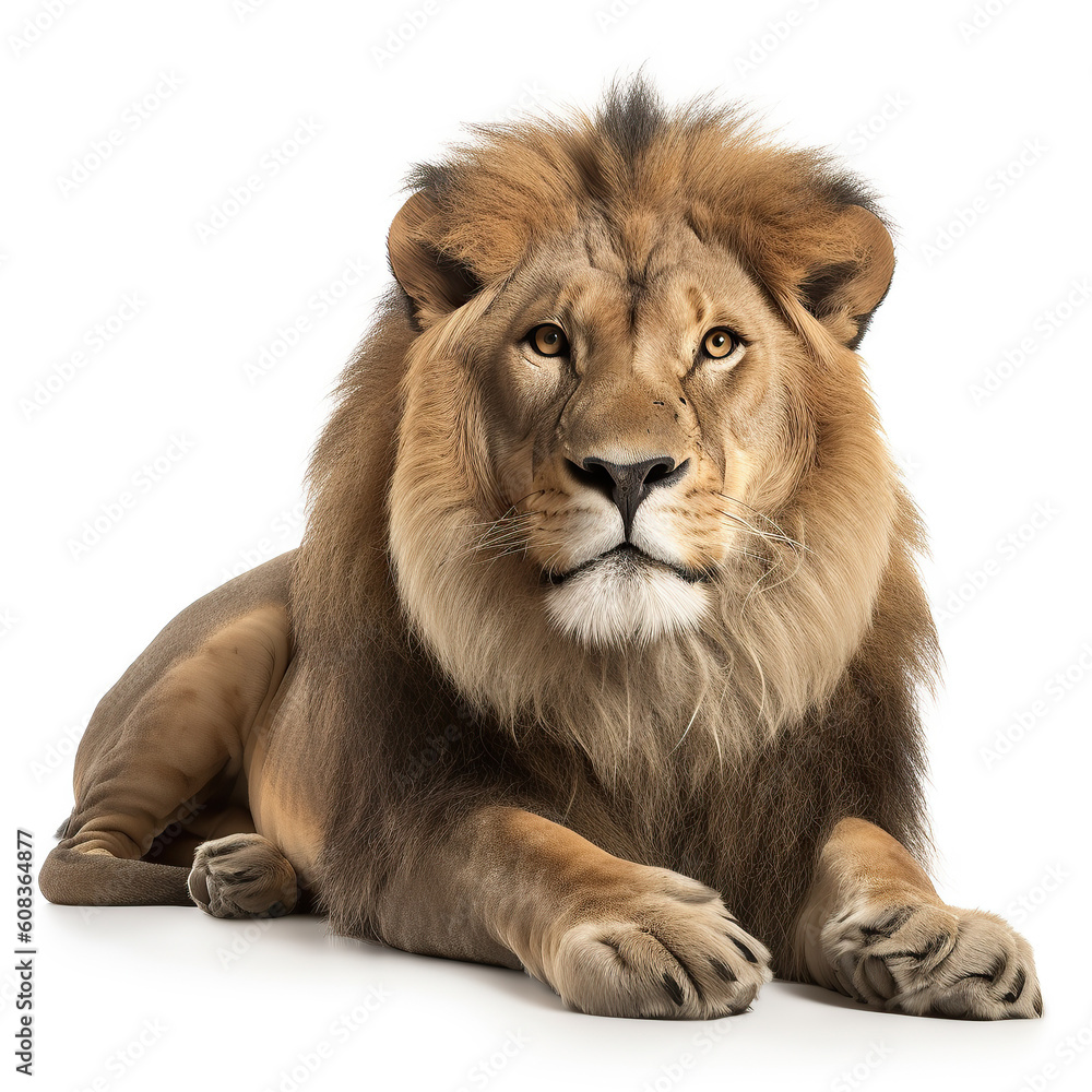 ai generated Illustration full length of lion against  white background
