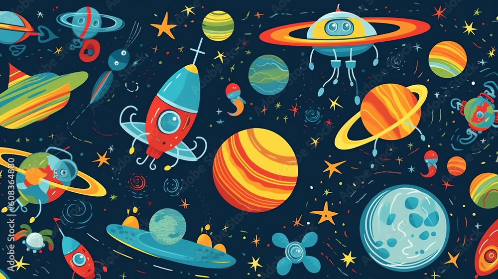 A fun and adventurous space scene. Generative ai A fun and adventurous space scene. Generative ai
