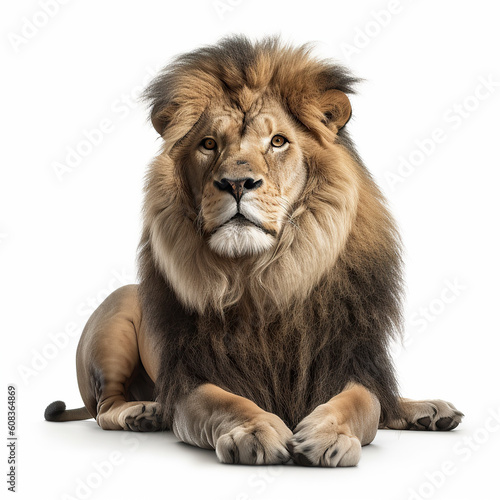 ai generated Illustration full length of lion against  white background © maylim
