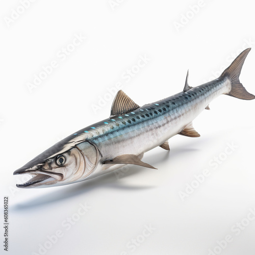 ai generated Illustration Giant barracuda on white isolated background