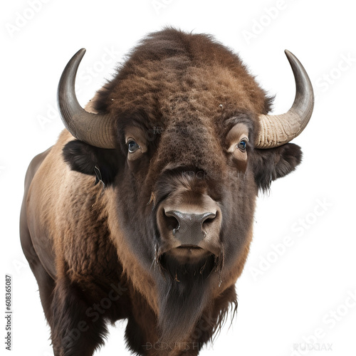 ai generated Illustration close up of buffalo against white background