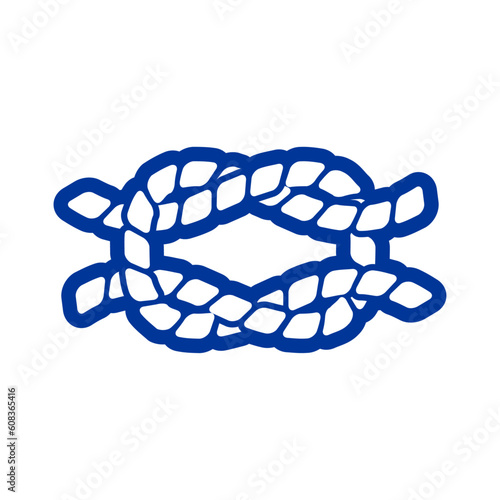 Logo nautical. Silueta de nudo marinero de cuerda de barco