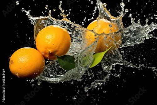 stock photo of water splash with oranges isolated Food Photography