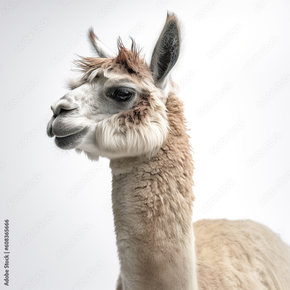 Obraz premium ai generated Illustration llama on white isolated background
