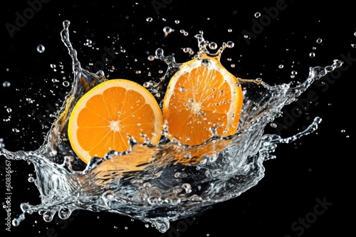 stock photo of water splash with oranges isolated Food Photography