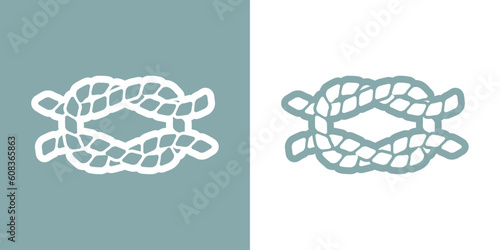 Logo nautical. Silueta de nudo marinero de cuerda de barco