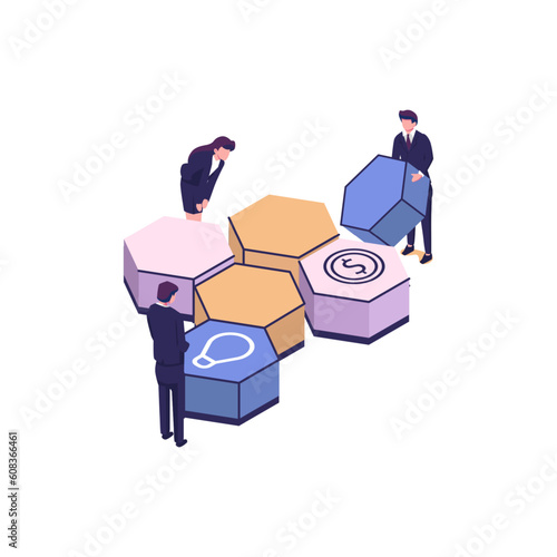 design structure and mutual assistance flat style isometric vector design