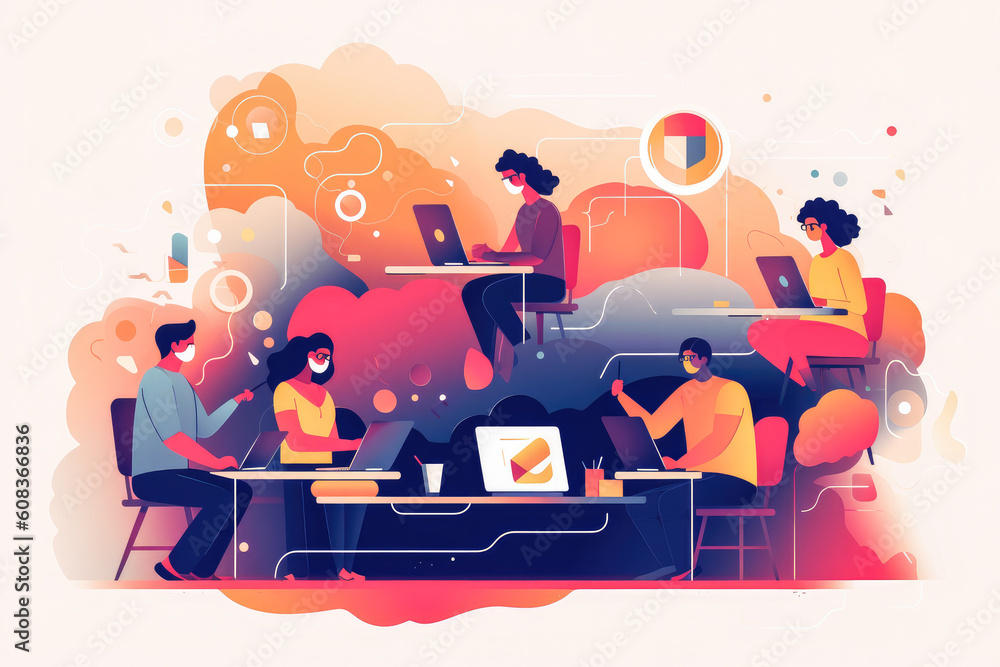 Abstract vector illustration representing the workflow and benefits of edtech or e learning. Remote learning and online education concept artwork. Abstract vector illustration representing the workflow and benefits of edtech or e learning. Remote learning and online education concept artwork.