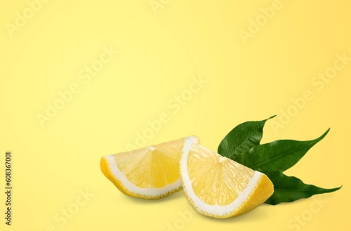 Yellow fresh lemon fruit on background