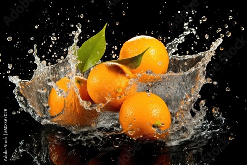 stock photo of water splash with oranges isolated Food Photography