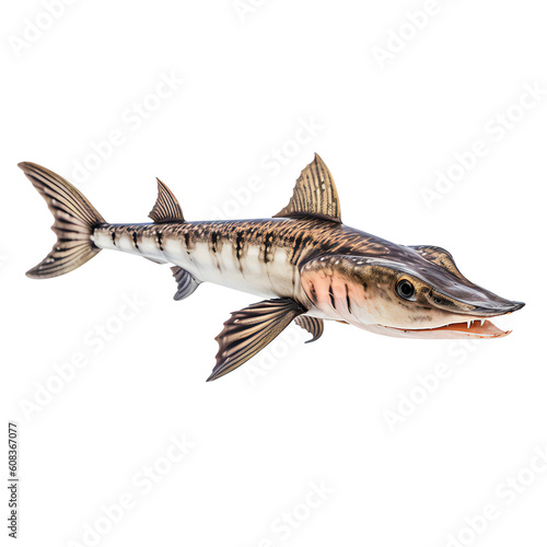 Shortnose sturgeon fish isolated on transparent. Generative ai art