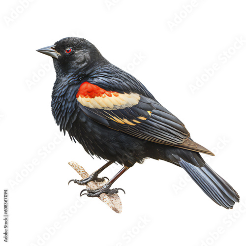Red winged blackbird isolated on transparent. Generative ai art