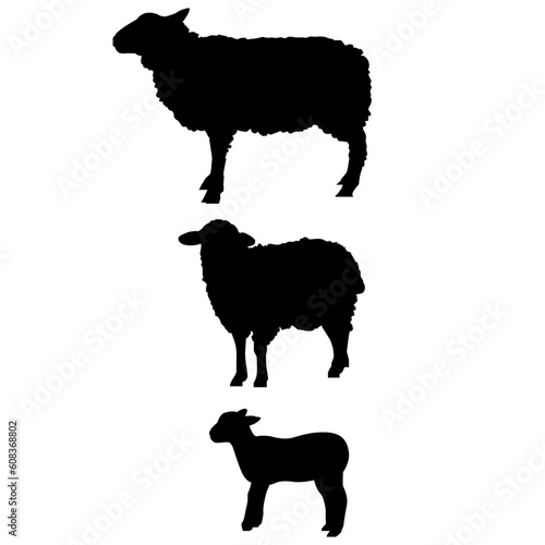 羊のシエルエットのイラスト素材セット　ベクター