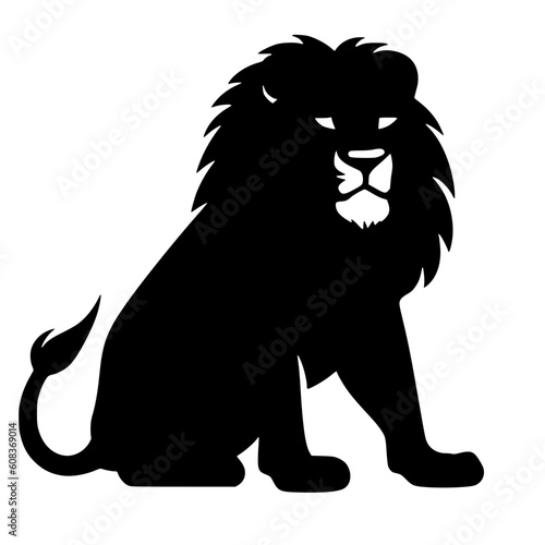 Black Lion silhouette sitting down, Vector SVG