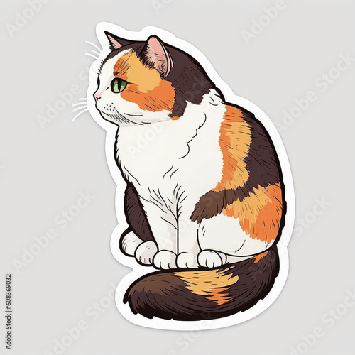 Adorable Cat Cut Sticker on a Vibrant Background, Generative AI photo