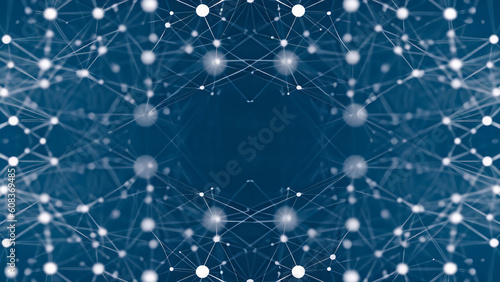 blurred symmetrical abstract lines and dots connected network technology data center concept background soft focus