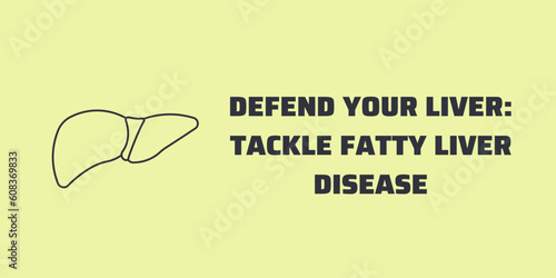 Liver Disease Banner on Yellow Background. Stylish Banner with Text and Icon for Healthcare and Medical