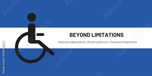 Beyond Limitations Banner on Blue Background. Stylish Banner with Text and Icon for Healthcare and Medical