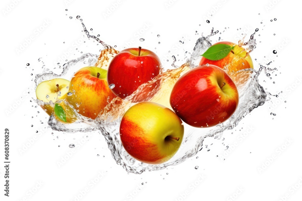 stock photo of water splash with sliced apple isolated Food Photography stock photo of water splash with sliced apple isolated Food Photography