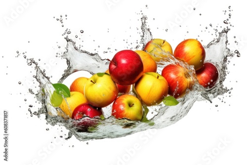 stock photo of water splash with sliced apple isolated Food Photography