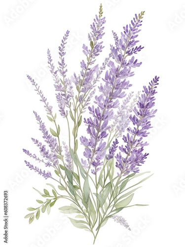 Sprigs of lavender. Watercolor