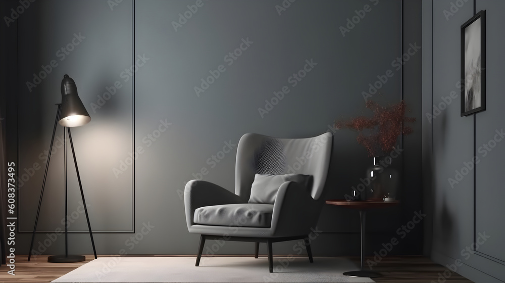 Minimalist Interior of modern living room 3D rendering, generative ai