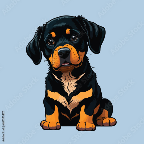 Cute Rottweiler puppy dog cartoon illustration © T_VOX