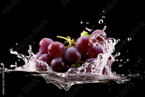 stock photo of water splash with sliced grape isolated Food Photography