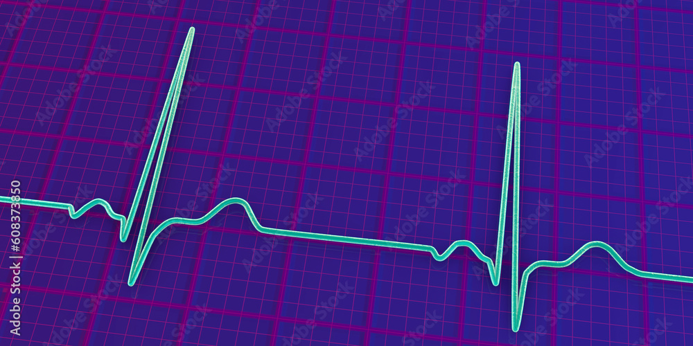 Naklejka premium A normal electrocardiogram, 3D illustration displaying the electrical activity of the heart in a healthy individual,