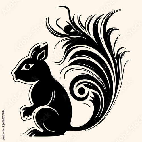 Squirrel vector for logo or icon, drawing Elegant minimalist style,abstract style Illustration