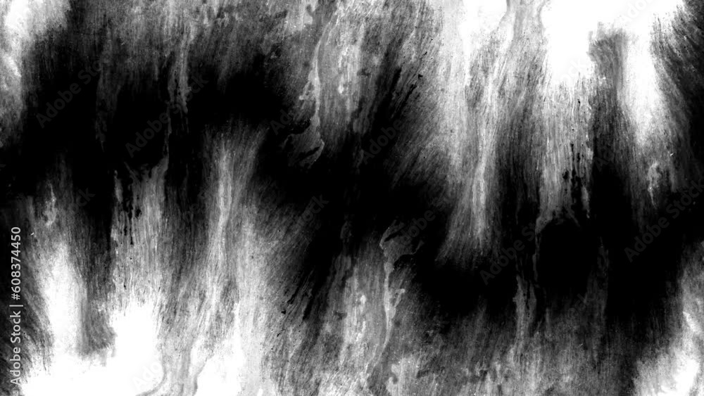 Black ink artistic flow splatter spots spills white paper beautiful reveal dripping streaks spread fluid ink alpha matte isolated watercolor ink drops transition