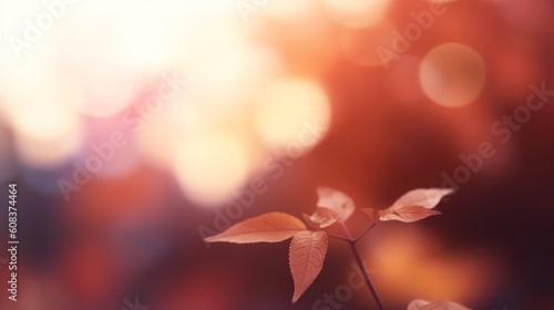 Blur red leaves with bokeh abstract background, Generative AI 