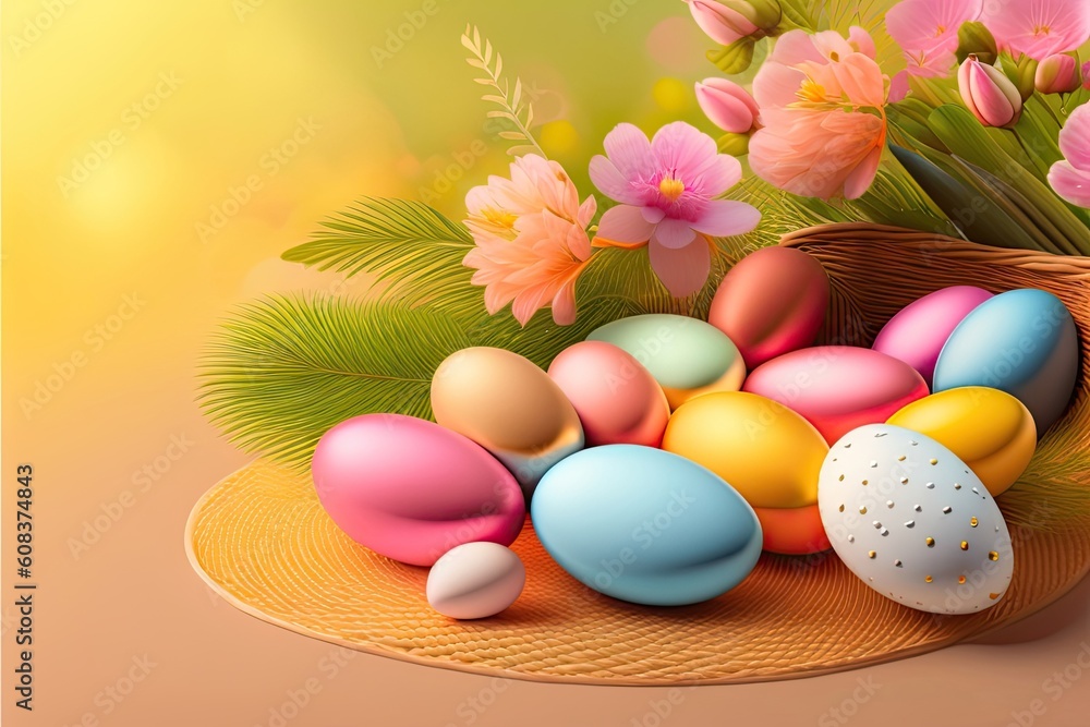 Easter Holiday Background Illustration. Generative AI