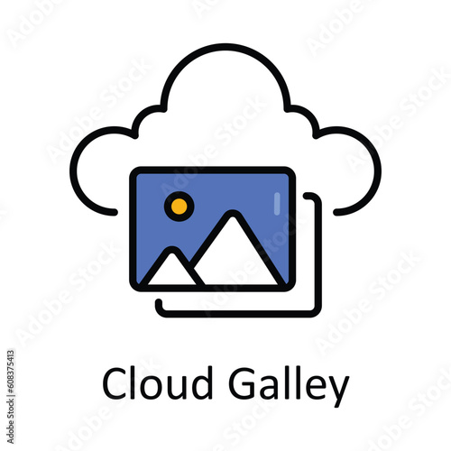 Cloud Galley Filled Outline Icon Design illustration. Art and Crafts Symbol on White background EPS 10 File