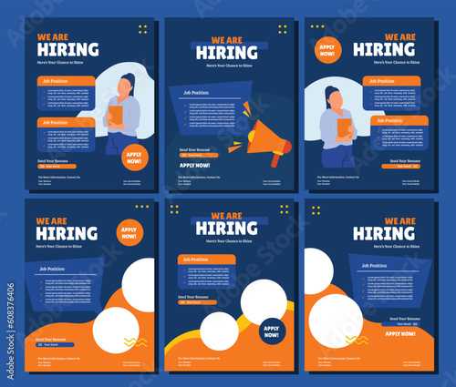 We are hiring flyer design template bundle. Hiring employee poster leaflet design bundle template