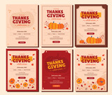 Trendy Thanksgiving templates. Good for poster, card, invitation, flyer, cover, banner, placard,
brochure and other graphic design. Vector illustration.