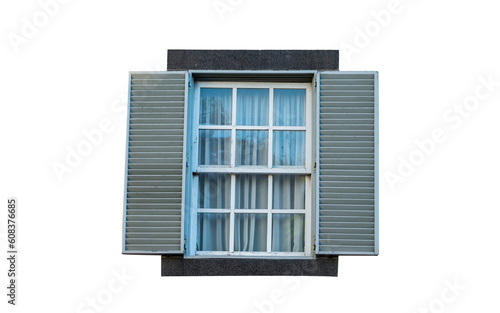 windows with wooden shutters