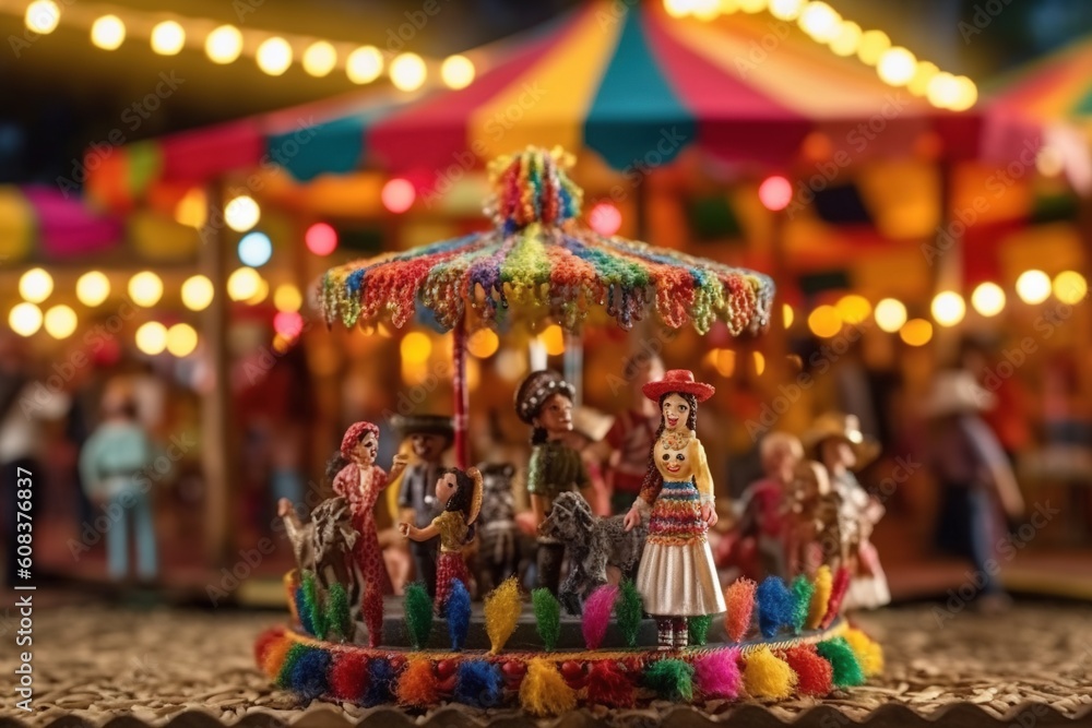 Celebration Festa Junina with brazilian elements, colorful lanterns and pennants. june festival beautiful colorful with brazilian elements, colorful lanterns and pennants