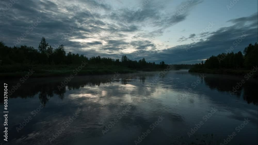 Timelapse of night by the Tankajoki river in Finnish Lapland Timelapse of night by the Tankajoki river in Finnish Lapland