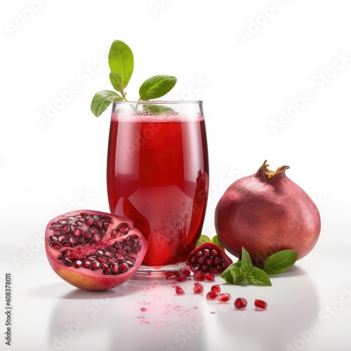 Pomegranate juice isolated on white background. Generative AI